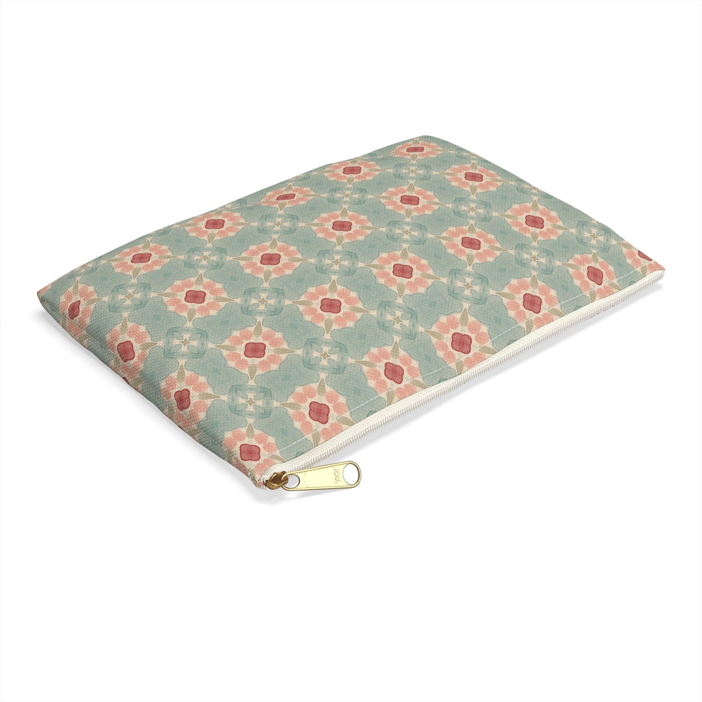 Shoreline Bloom Zipper Pouch with hand - drawn artwork - Flourish Moon Studio