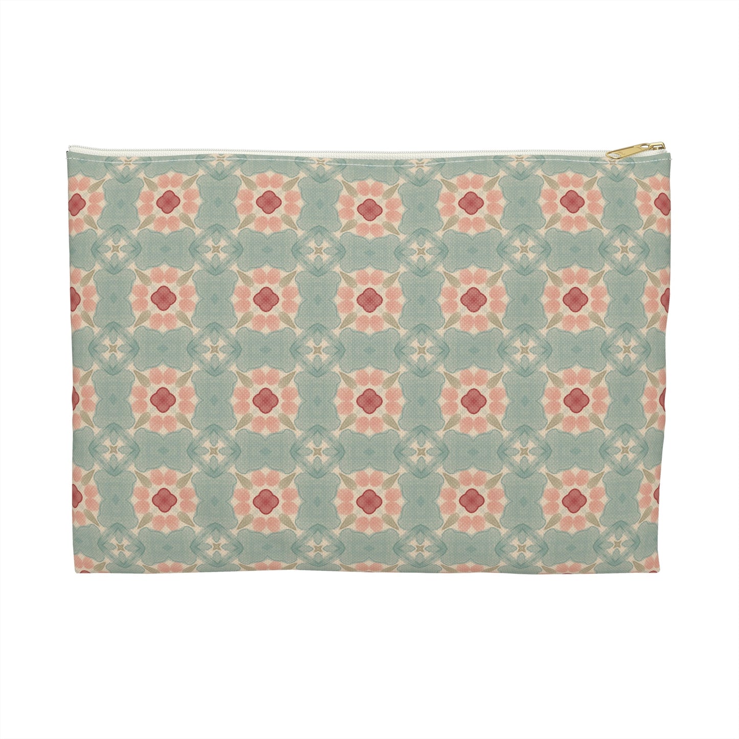 Shoreline Bloom Zipper Pouch with hand - drawn artwork - Flourish Moon Studio
