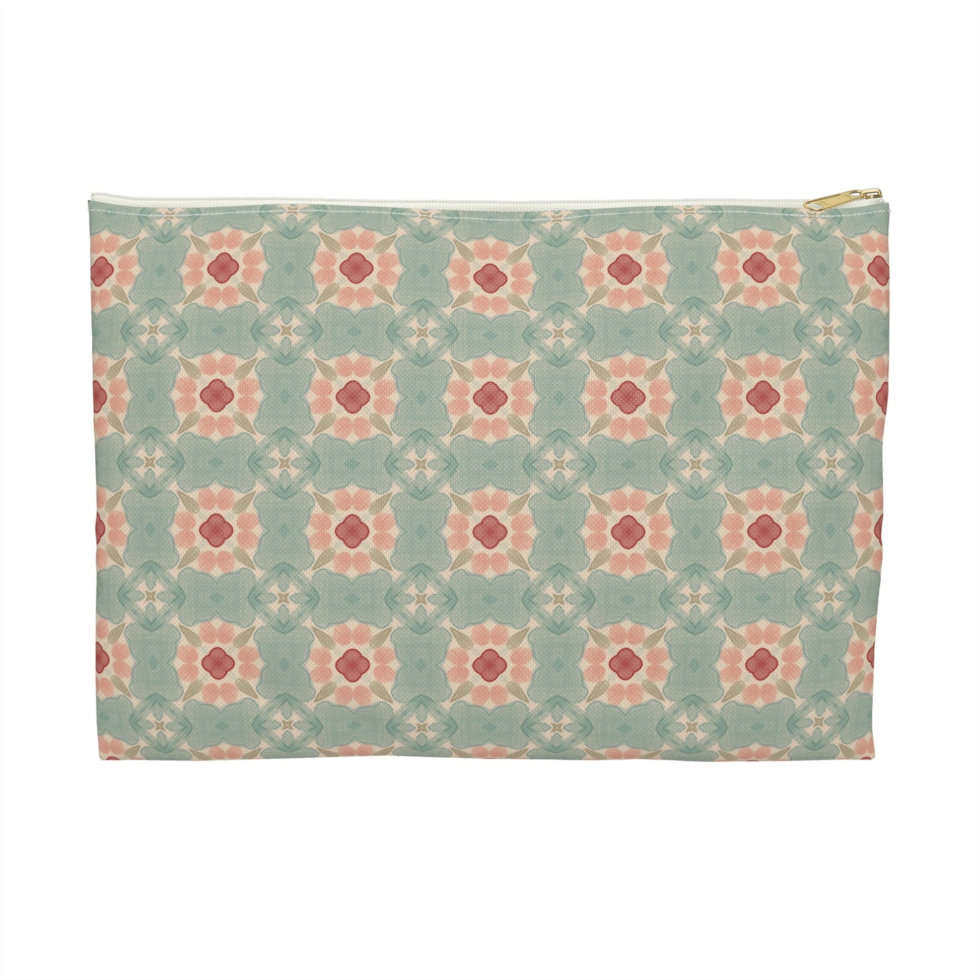 Shoreline Bloom Zipper Pouch with hand - drawn artwork - Flourish Moon Studio