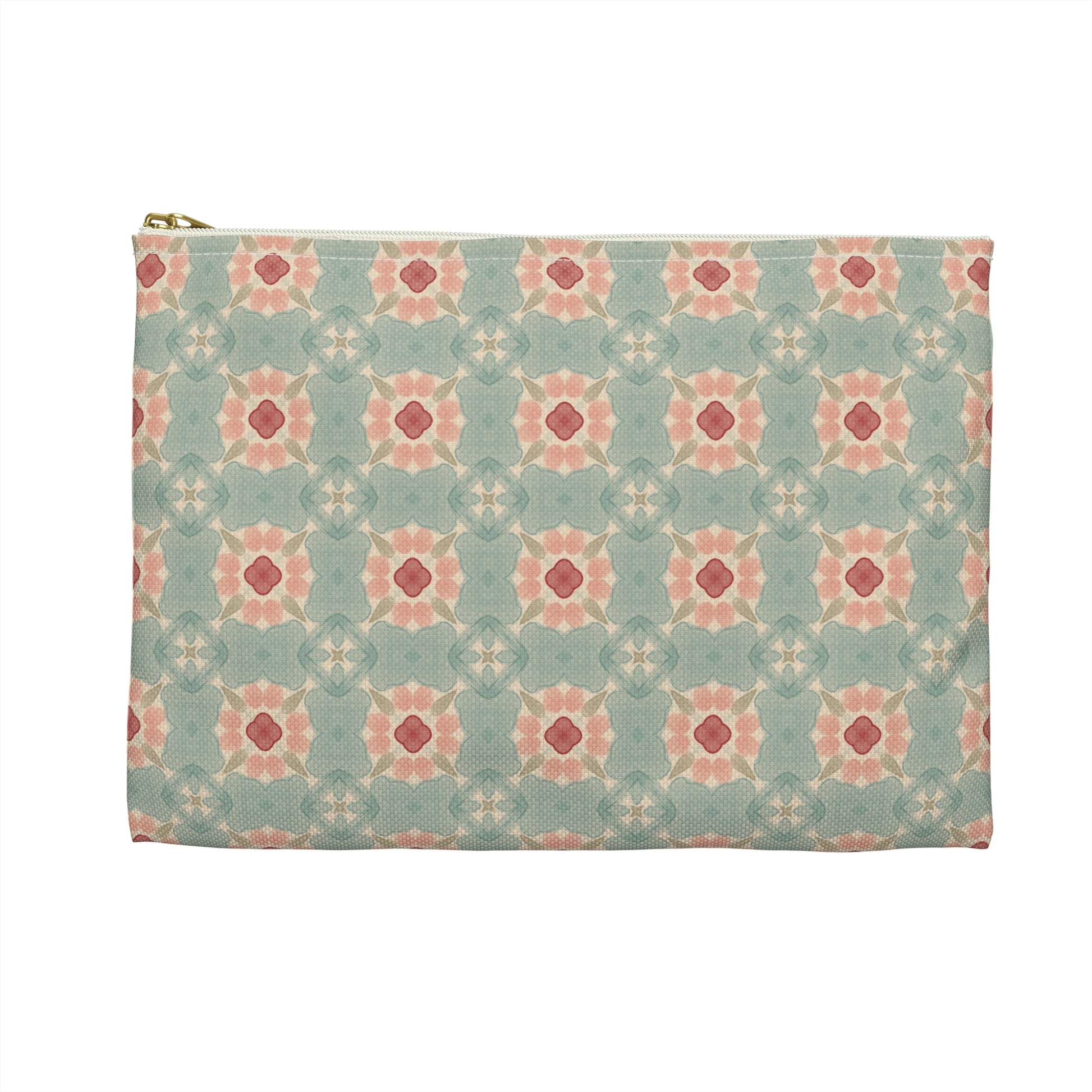 Shoreline Bloom Zipper Pouch with hand - drawn artwork - Flourish Moon Studio
