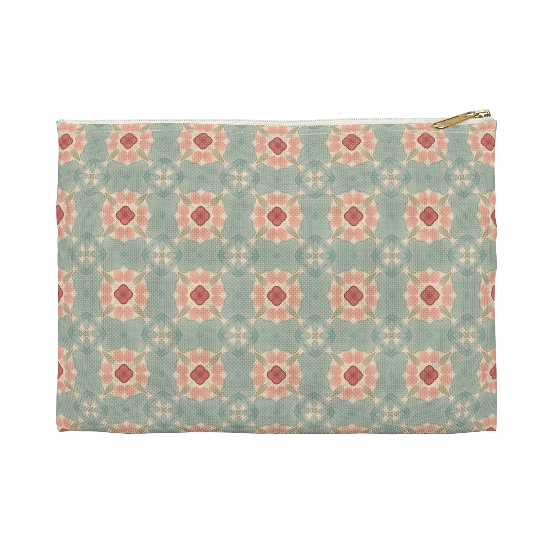 Shoreline Bloom Zipper Pouch with hand - drawn artwork - Flourish Moon Studio