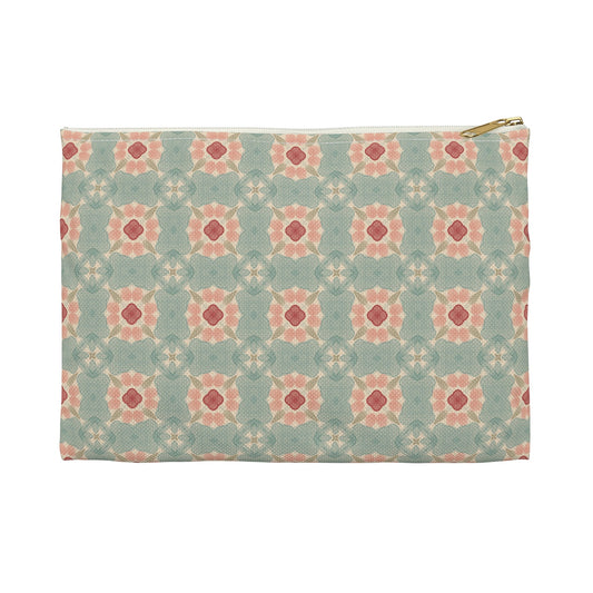 Shoreline Bloom Zipper Pouch with hand - drawn artwork - Flourish Moon Studio