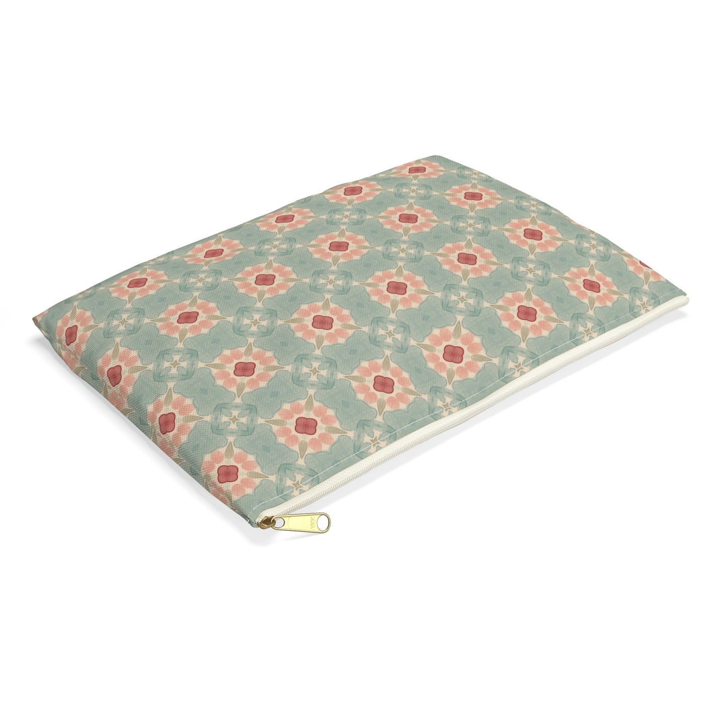 Shoreline Bloom Zipper Pouch with hand - drawn artwork - Flourish Moon Studio