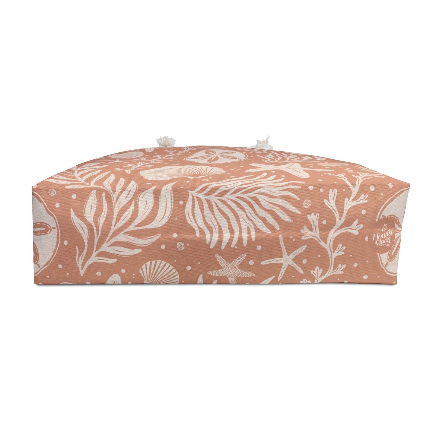 Shoreline Finds Coral Clay Weekender Bag with hand drawn artwork - Flourish Moon Studio