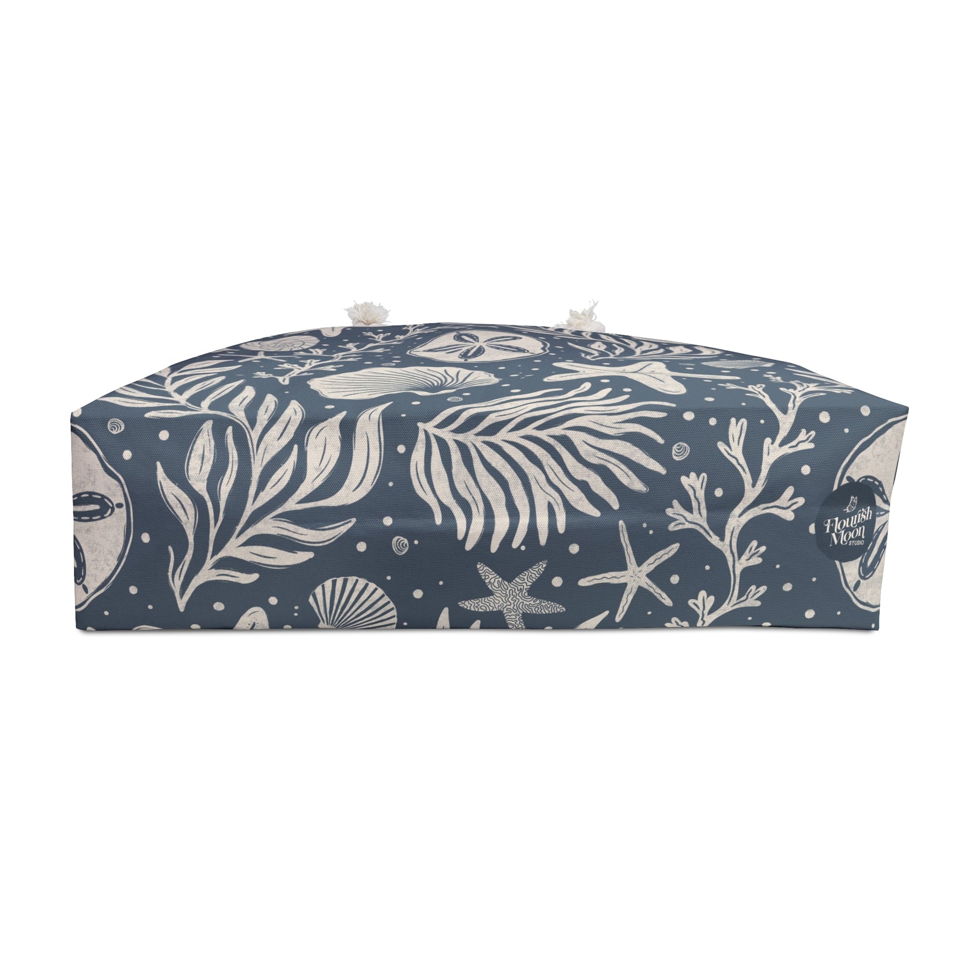 Shoreline Finds Deep Tide Weekender Bag with hand drawn artwork - Flourish Moon Studio