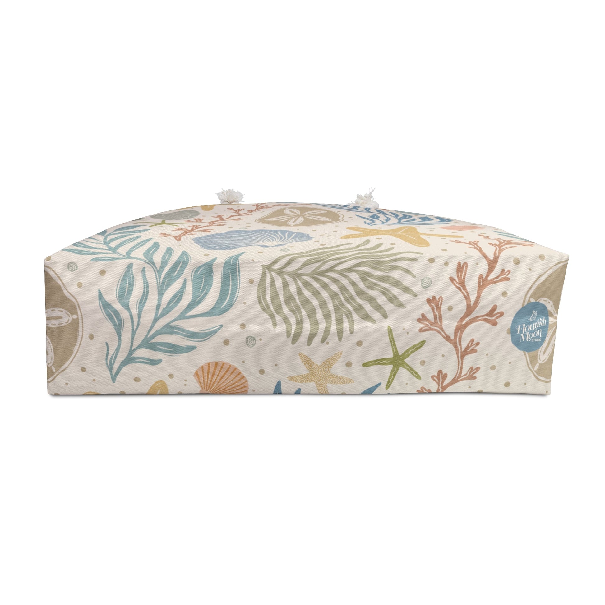 Shoreline Finds Sand Dollar Shell Multi Weekender Tote Bag with hand drawn artwork - Flourish Moon Studio