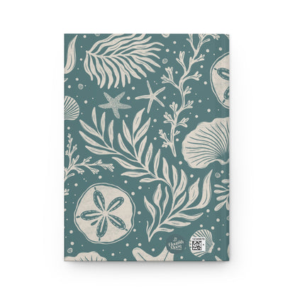 Shoreline Finds Sea Glass Hardcover Journal with hand drawn artwork - Flourish Moon Studio