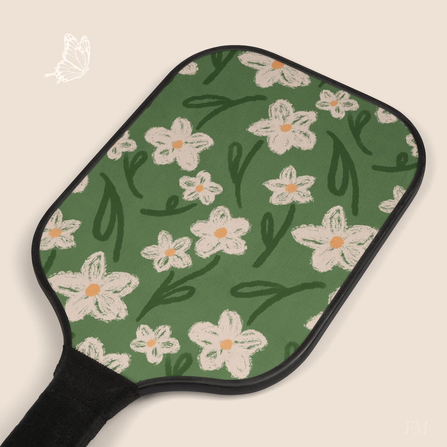 Spring Frolic Floral Pickleball Paddles Set with hand drawn artwork - Flourish Moon Studio