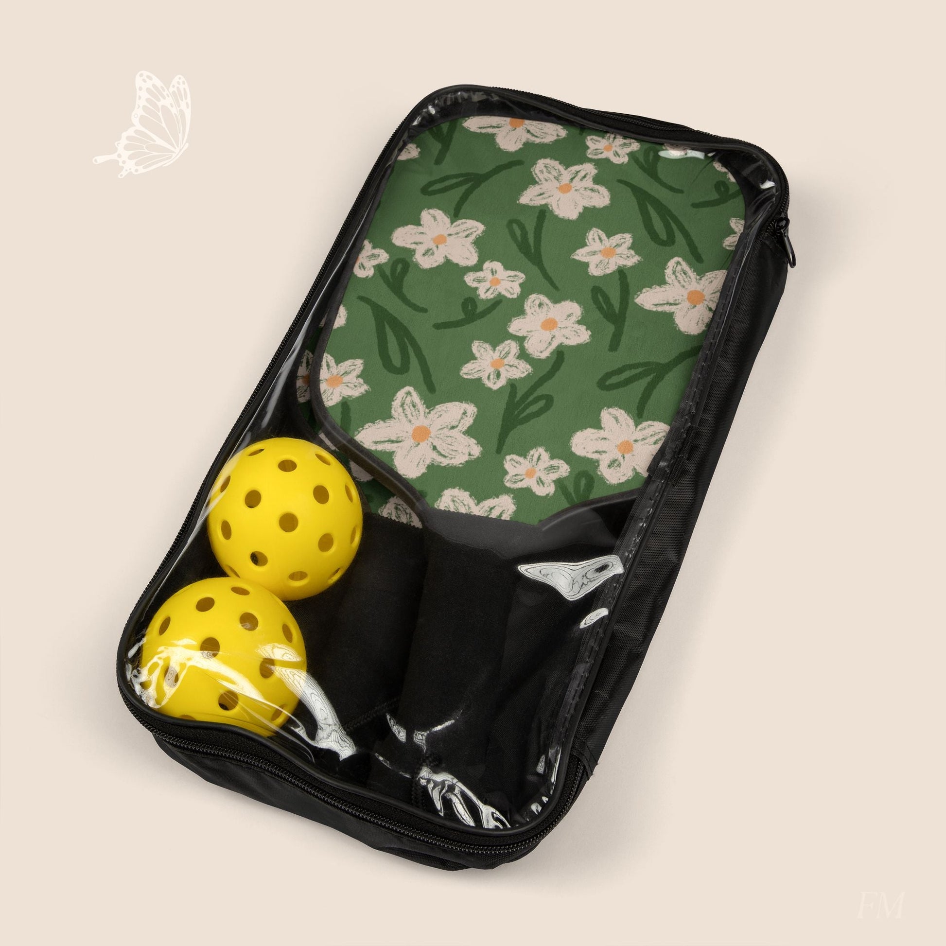 Spring Frolic Floral Pickleball Paddles Set with hand drawn artwork - Flourish Moon Studio
