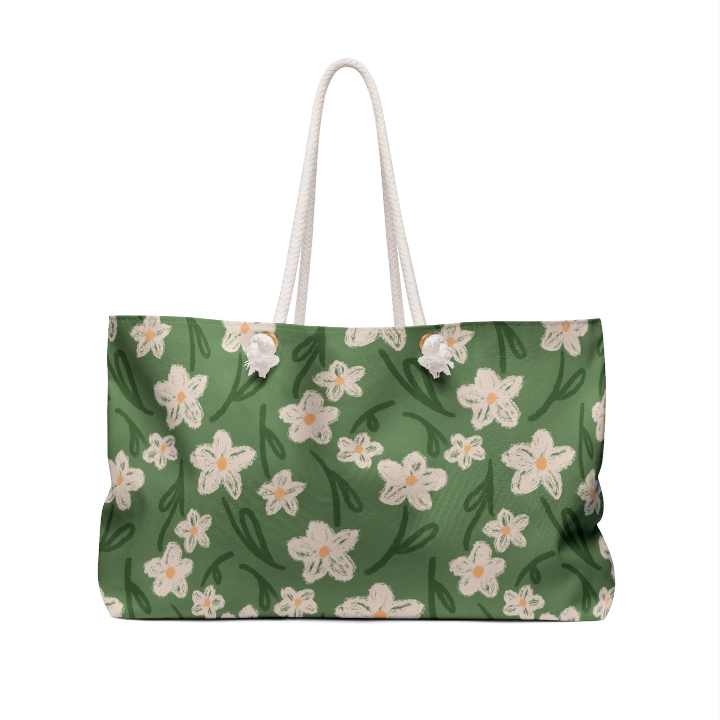 Spring Frolic Floral Weekender Bag with hand drawn artwork - Flourish Moon Studio