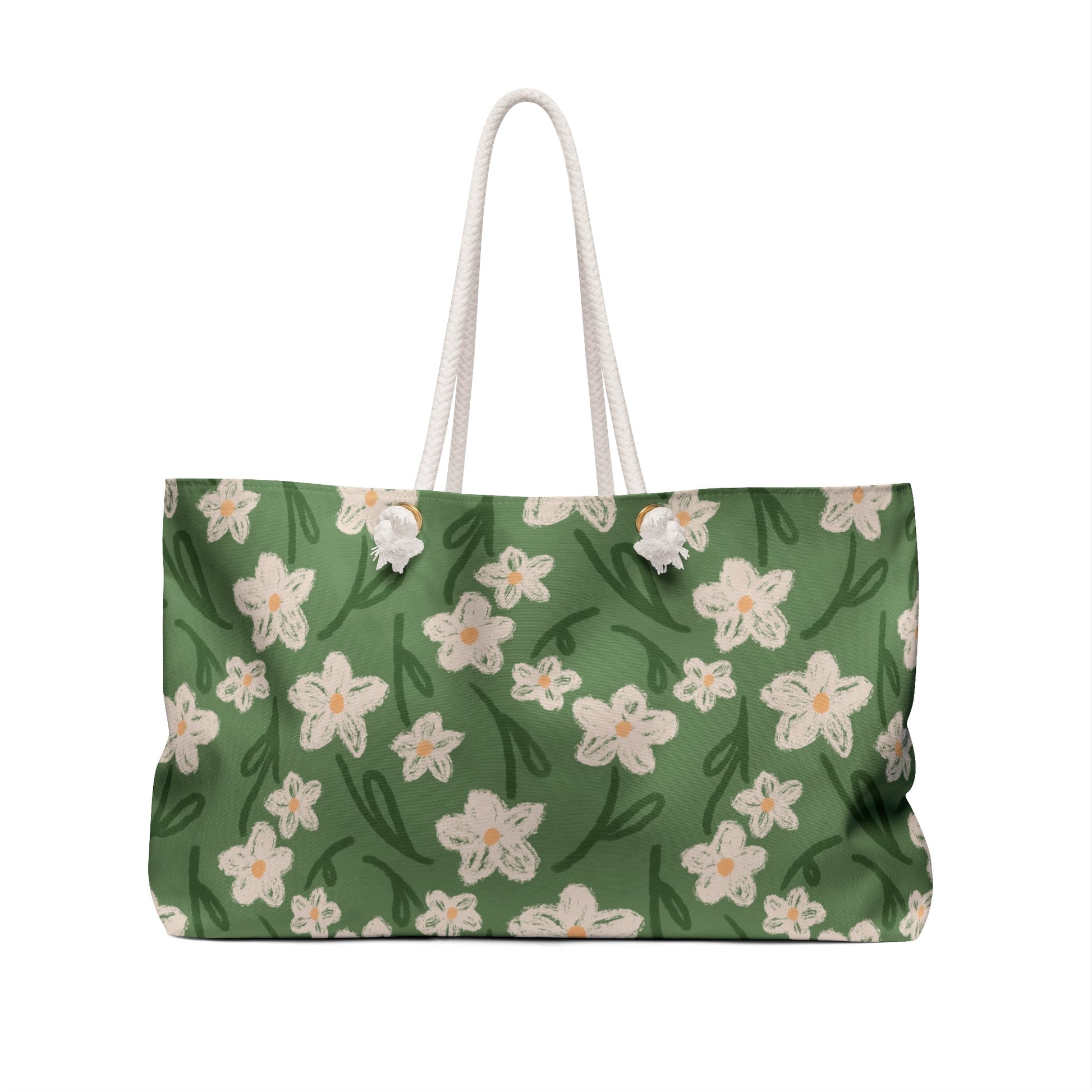 Spring Frolic Floral Weekender Bag with hand drawn artwork - Flourish Moon Studio