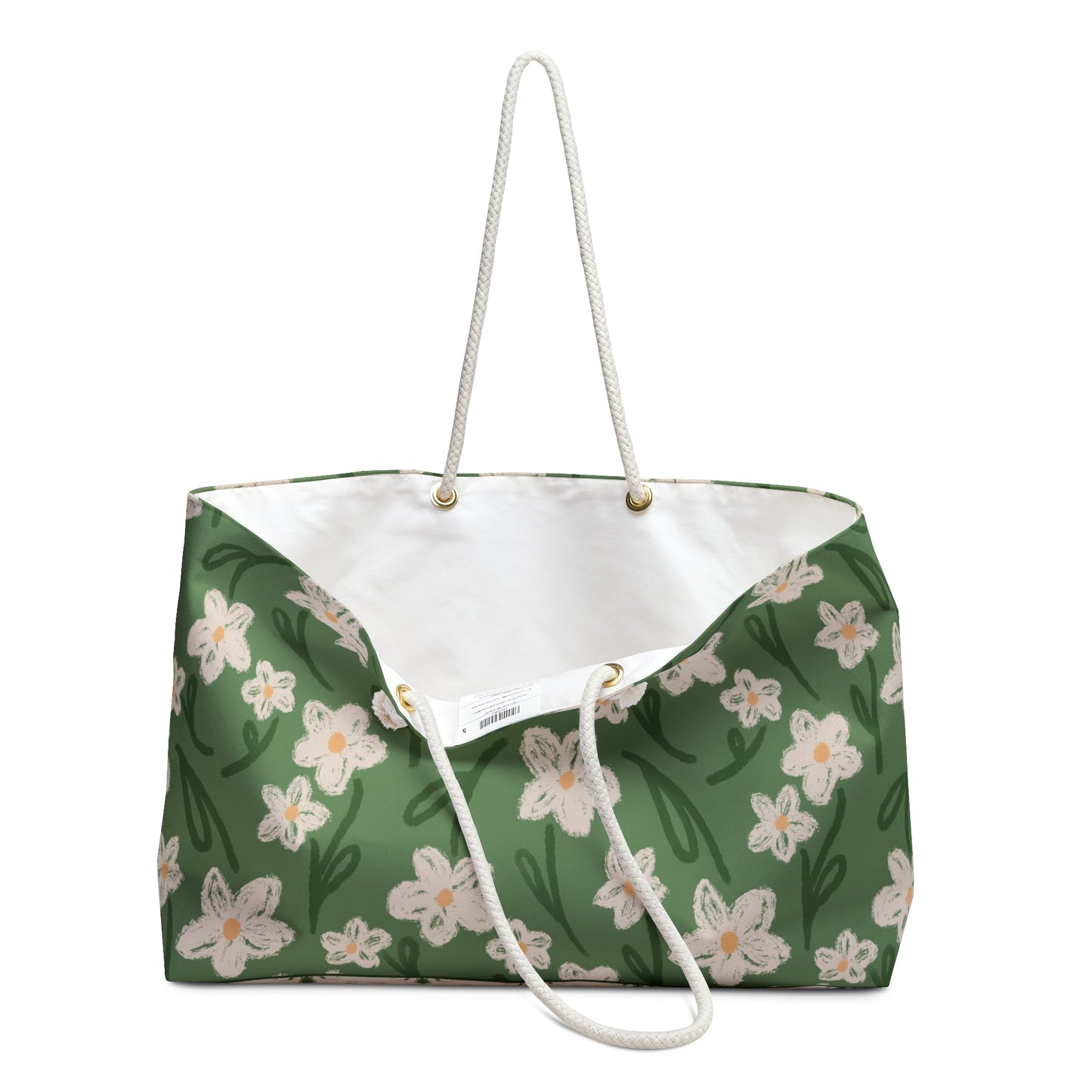 Spring Frolic Floral Weekender Bag with hand drawn artwork - Flourish Moon Studio