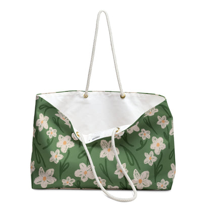 Spring Frolic Floral Weekender Bag with hand drawn artwork - Flourish Moon Studio