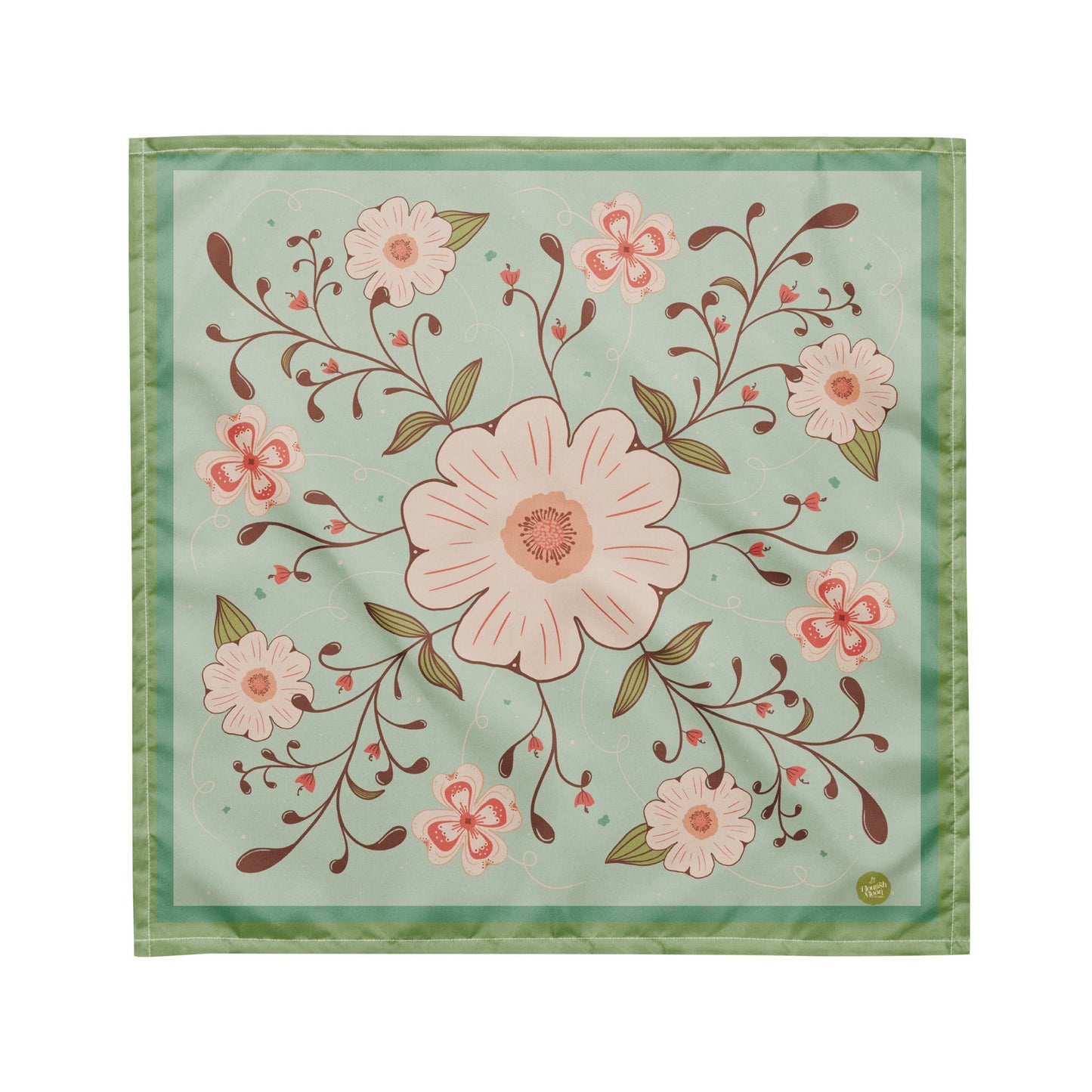 Spring in the Country Bandana with hand - drawn artwork - Flourish Moon Studio