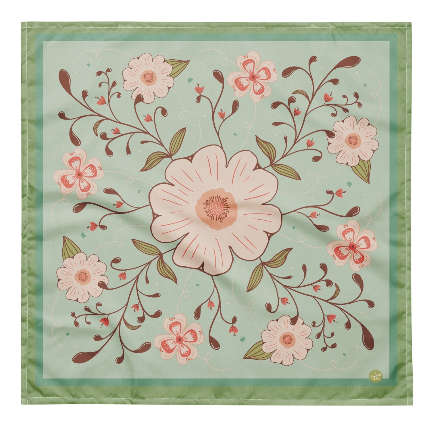 Spring in the Country Bandana with hand - drawn artwork - Flourish Moon Studio