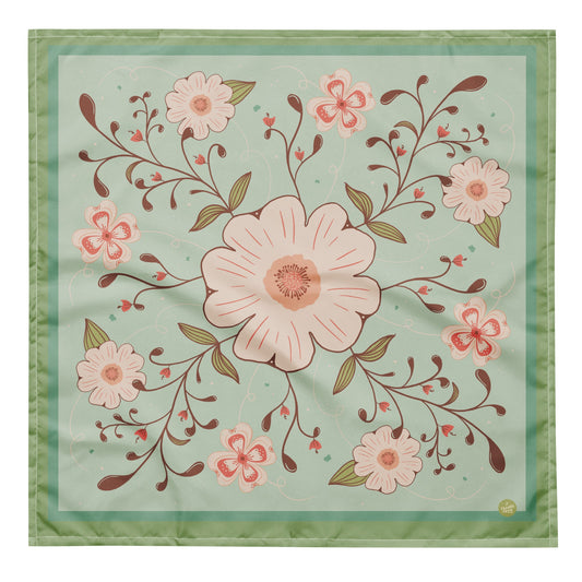 Spring in the Country Bandana with hand - drawn artwork - Flourish Moon Studio