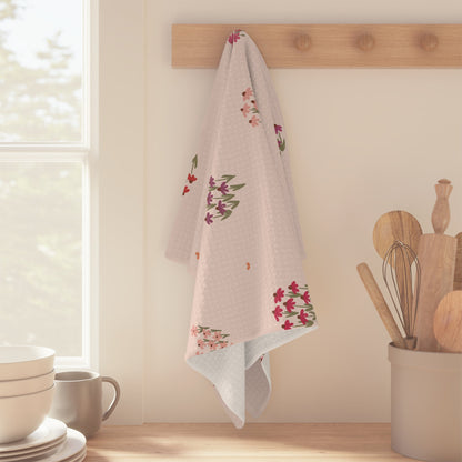 Summer Breeze Coneflower Microfiber Waffle Kitchen Towel with hand - drawn artwork - Flourish Moon Studio