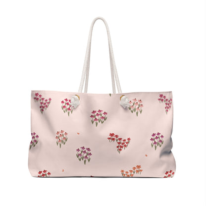 Summer Breeze Coneflower Weekender Bag with hand - drawn artwork - Flourish Moon Studio