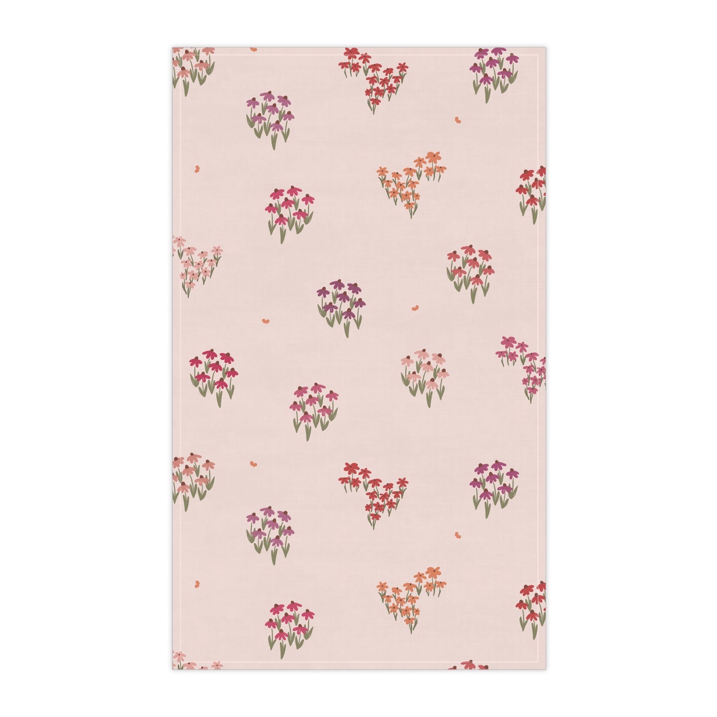 Summer Breeze Coneflowers Tea Towel with hand - drawn artwork - Flourish Moon Studio