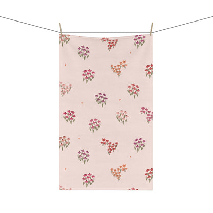 Summer Breeze Coneflowers Tea Towel with hand - drawn artwork - Flourish Moon Studio