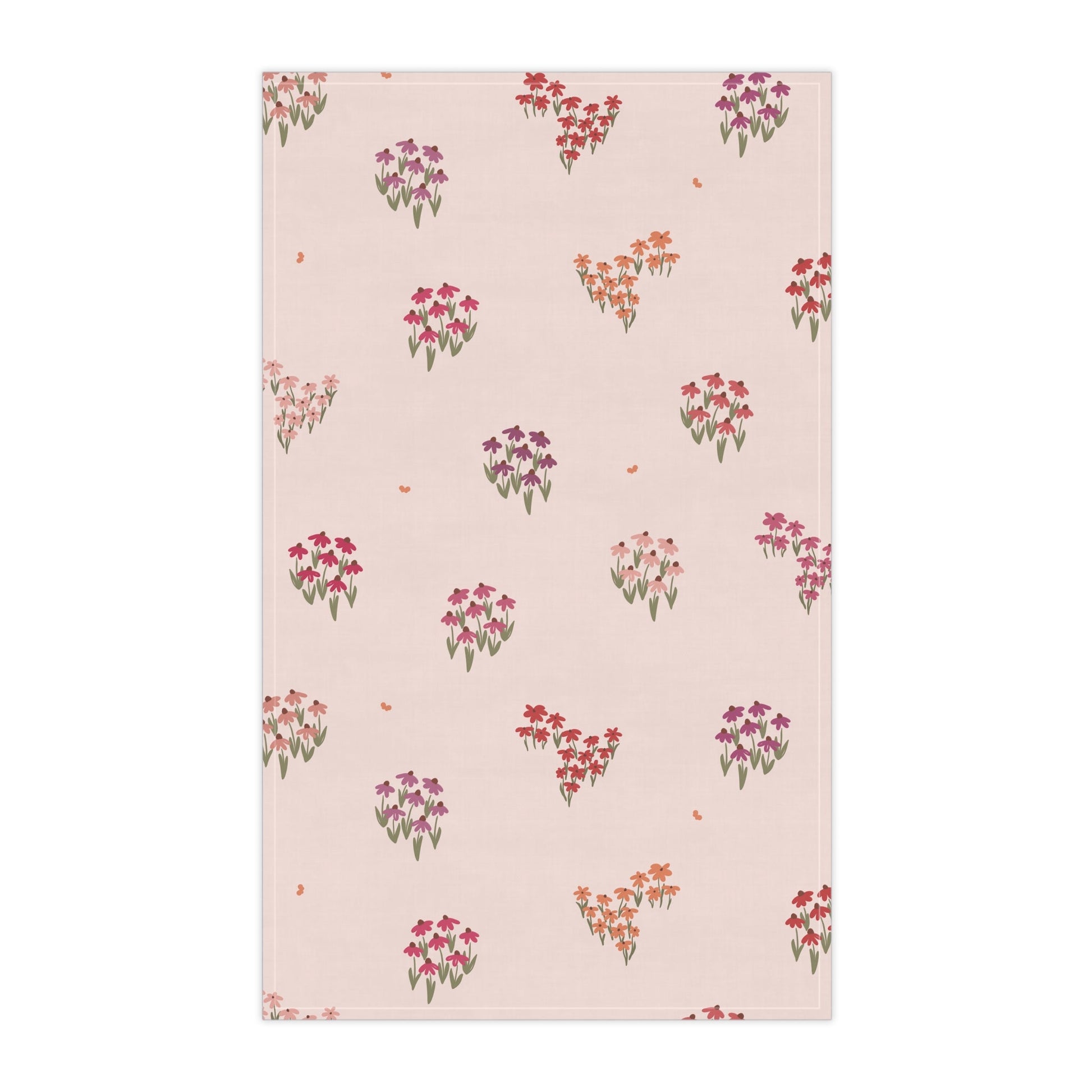 Summer Breeze Coneflowers Tea Towel with hand - drawn artwork - Flourish Moon Studio