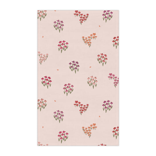 Summer Breeze Coneflowers Tea Towel with hand - drawn artwork - Flourish Moon Studio