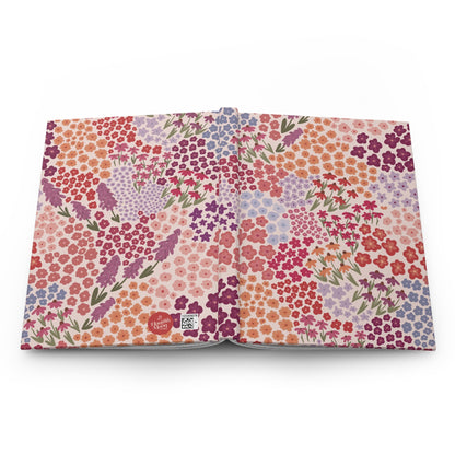 Summer Breeze Floral Hardcover Journal with hand - drawn artwork - Flourish Moon Studio