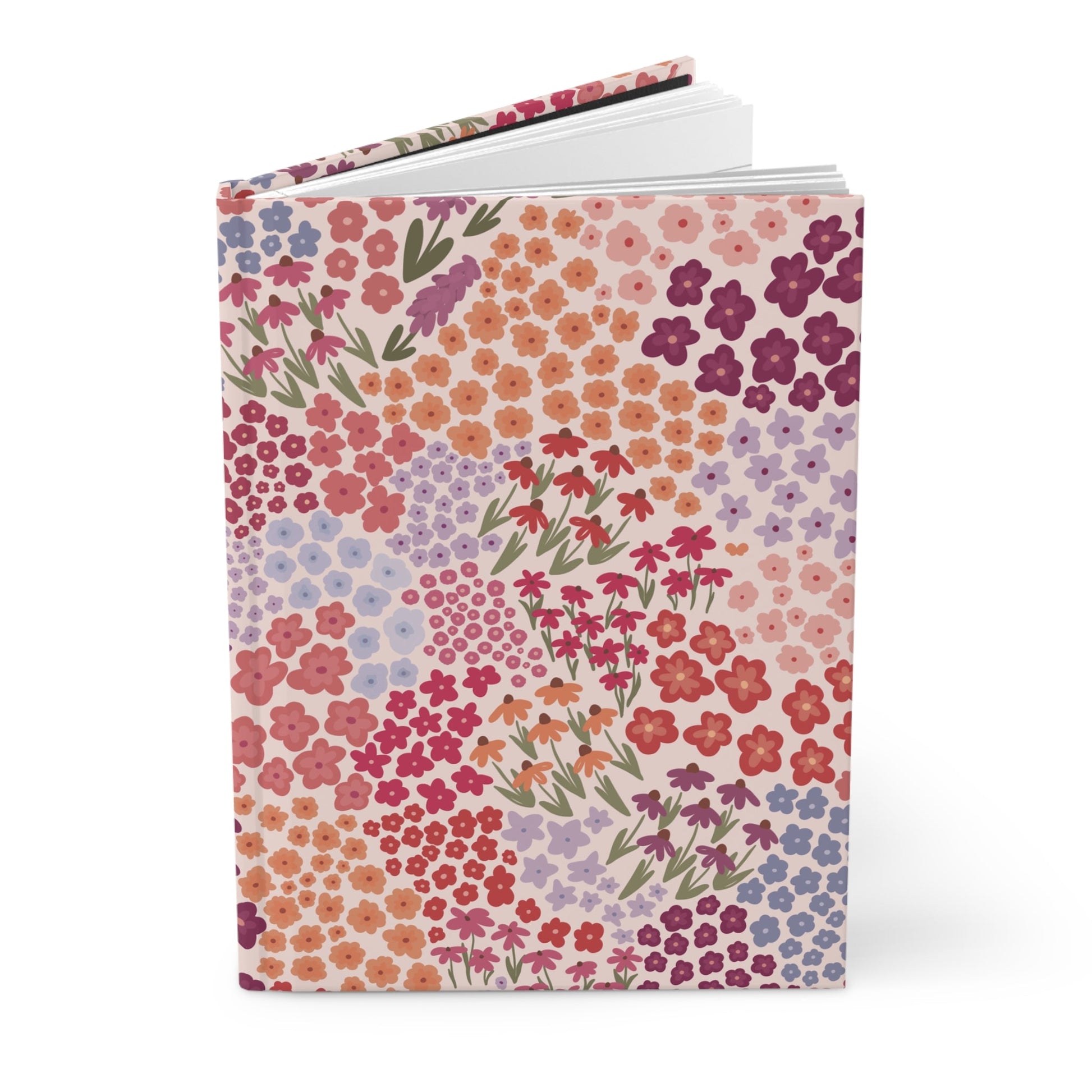 Summer Breeze Floral Hardcover Journal with hand - drawn artwork - Flourish Moon Studio