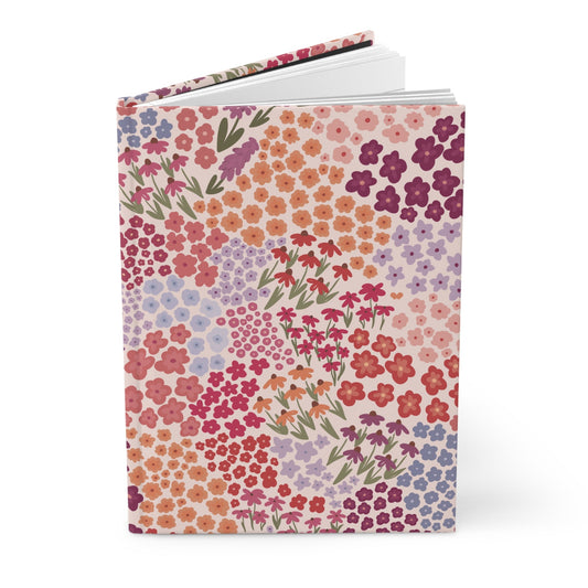 Summer Breeze Floral Hardcover Journal with hand - drawn artwork - Flourish Moon Studio