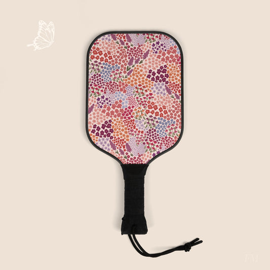 Summer Breeze Floral Pickleball Paddles Set with hand drawn artwork - Flourish Moon Studio