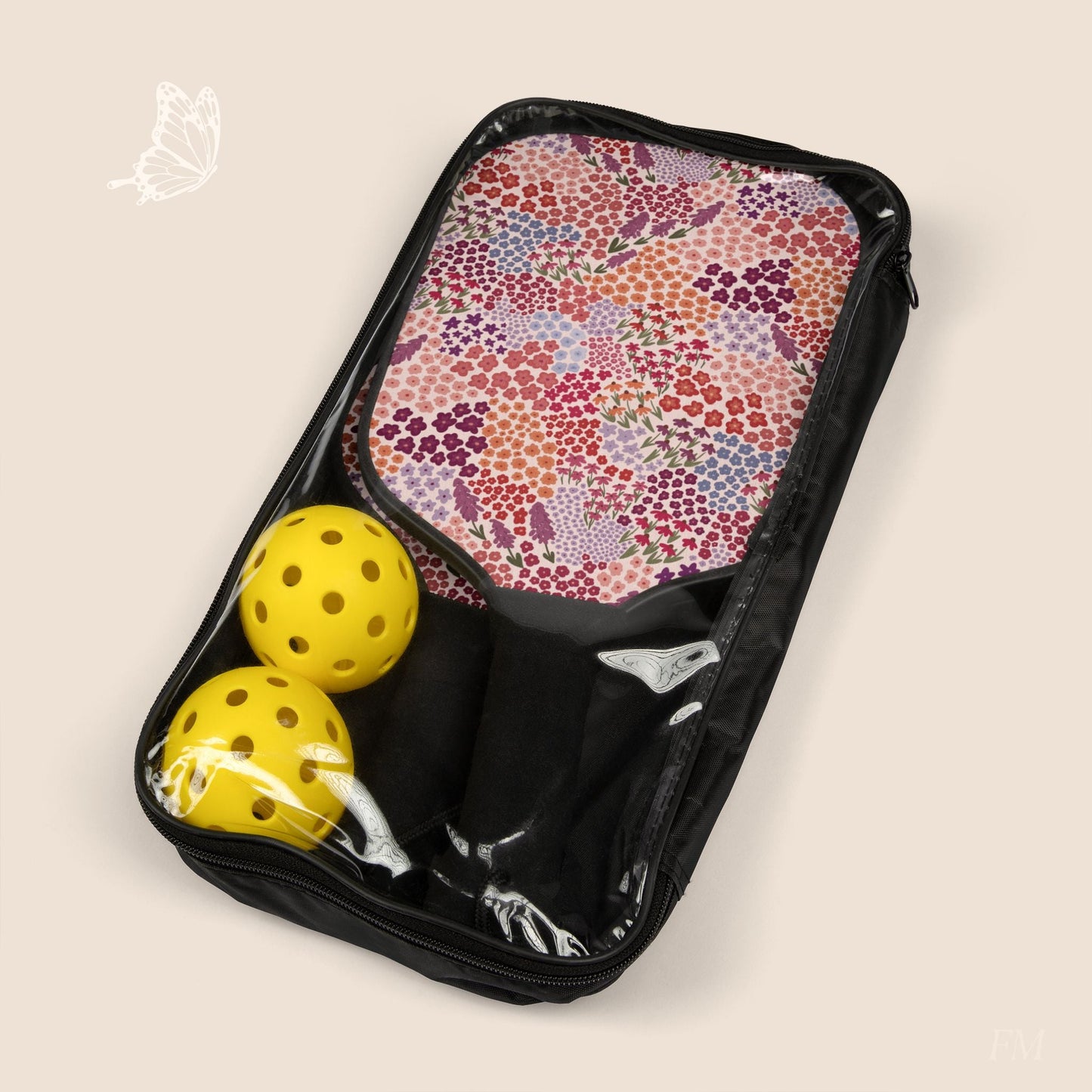 Summer Breeze Floral Pickleball Paddles Set with hand drawn artwork - Flourish Moon Studio