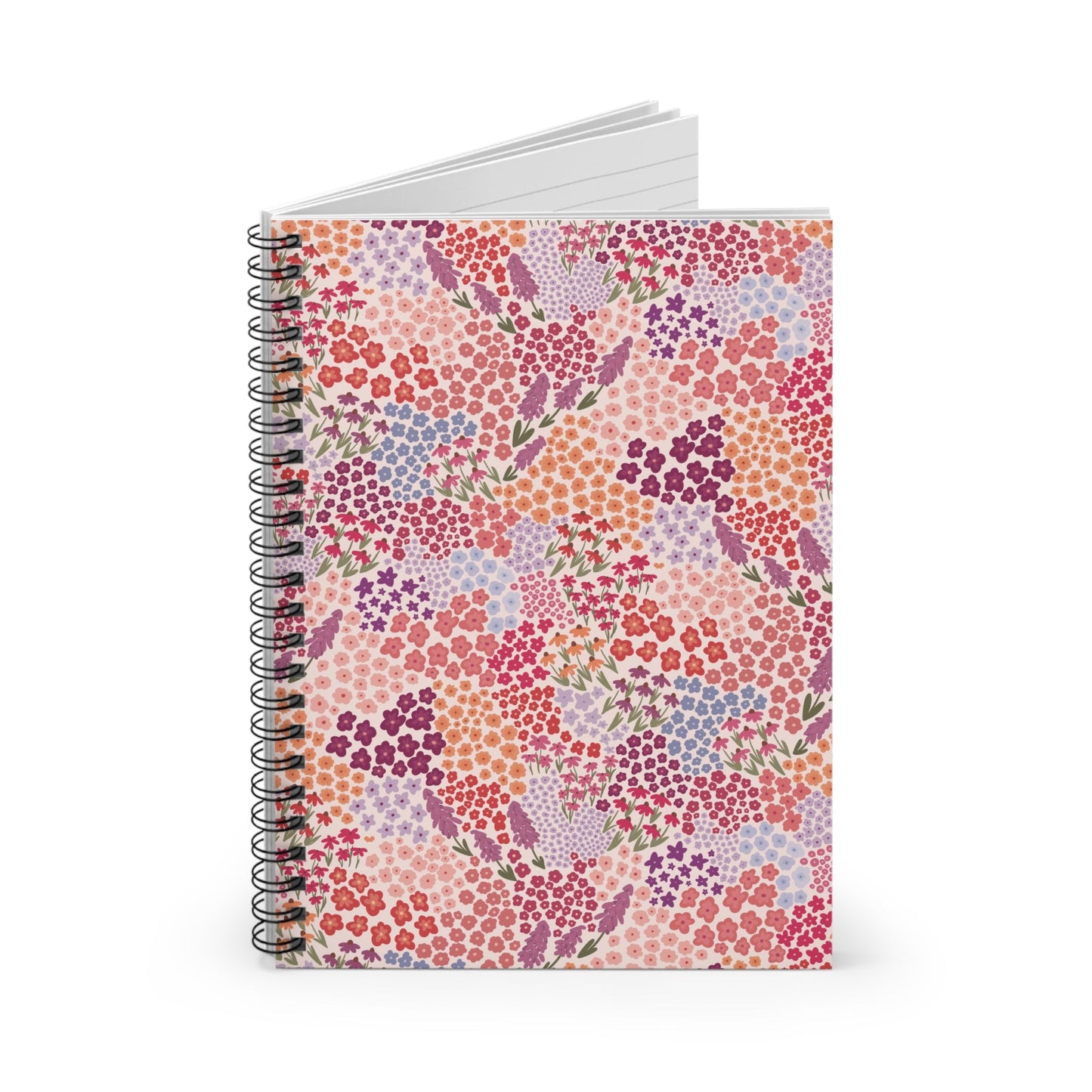 Summer Breeze Floral Spiral Notebook with hand - drawn artwork - Flourish Moon Studio