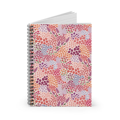 Summer Breeze Floral Spiral Notebook with hand - drawn artwork - Flourish Moon Studio