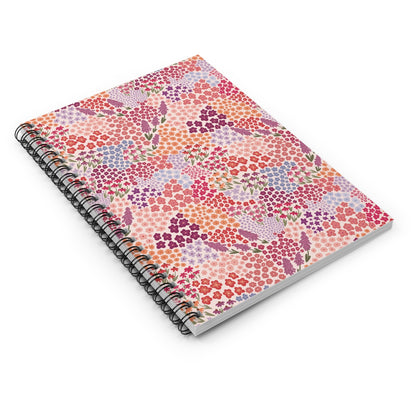 Summer Breeze Floral Spiral Notebook with hand - drawn artwork - Flourish Moon Studio