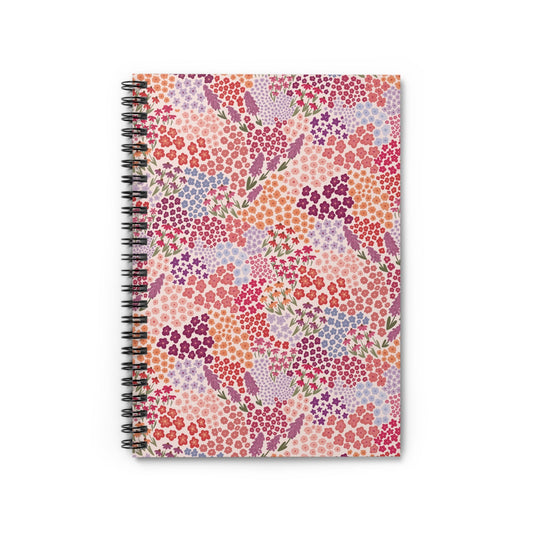 Summer Breeze Floral Spiral Notebook with hand - drawn artwork - Flourish Moon Studio