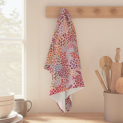 Summer Breeze Microfiber Waffle Kitchen Towel with hand - drawn artwork - Flourish Moon Studio