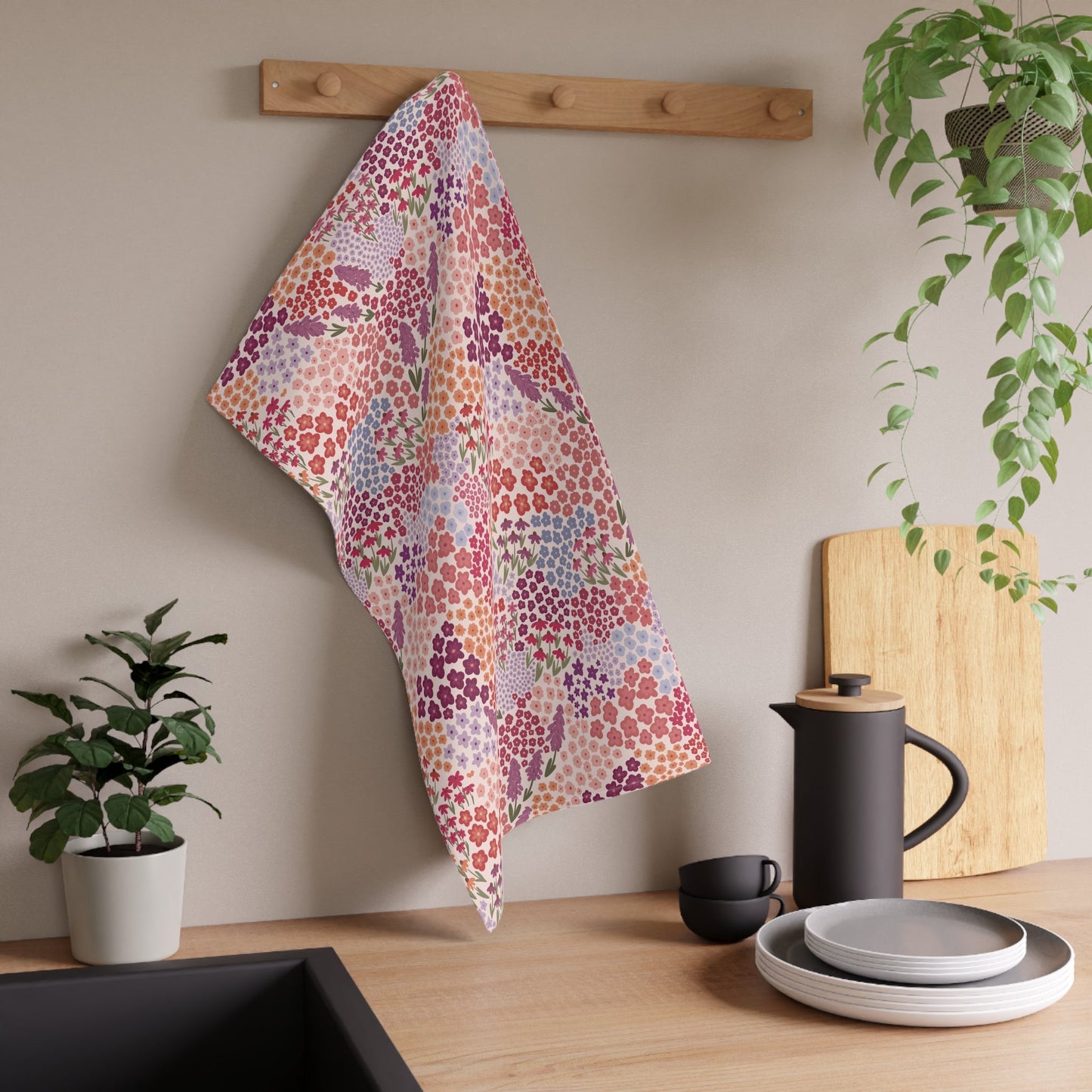 Summer Breeze Tea Towel with hand - drawn artwork - Flourish Moon Studio