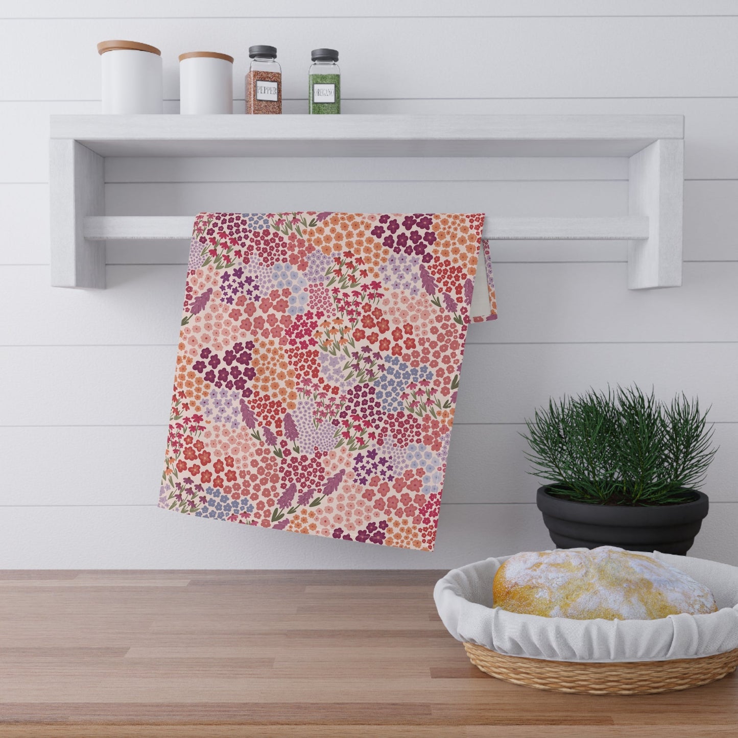 Summer Breeze Tea Towel with hand - drawn artwork - Flourish Moon Studio