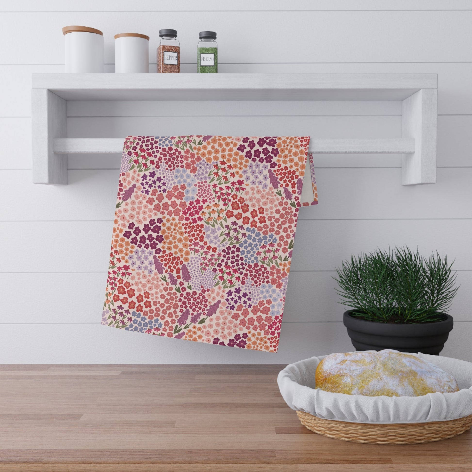 Summer Breeze Tea Towel with hand - drawn artwork - Flourish Moon Studio