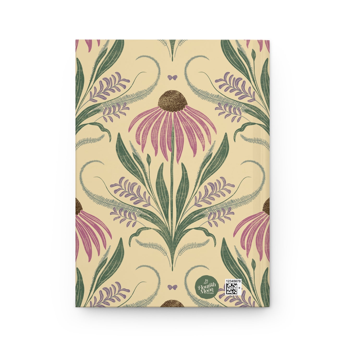 Notebook with floral design on a yellow background
