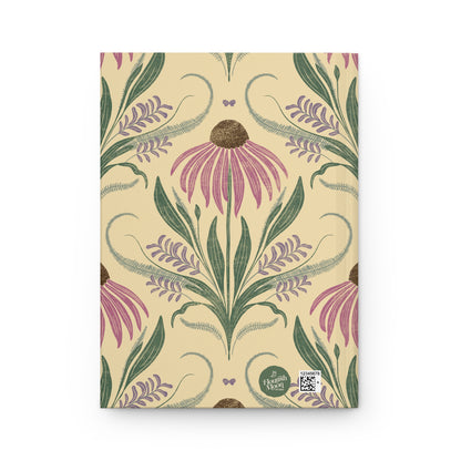Notebook with floral design on a yellow background