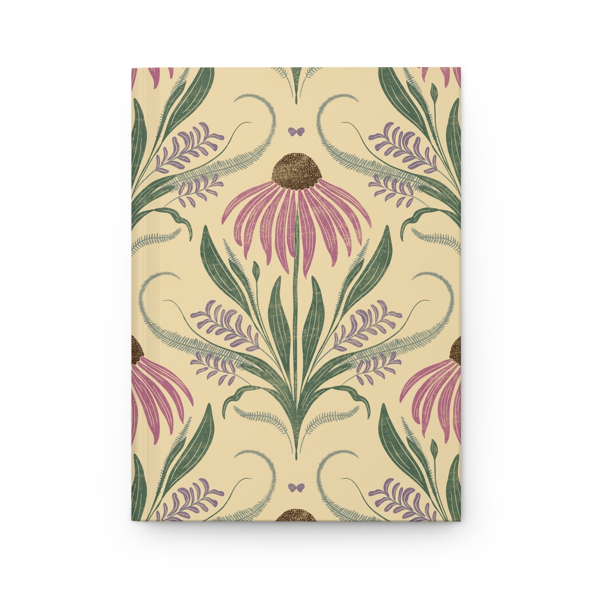 Notebook with floral design on a yellow background