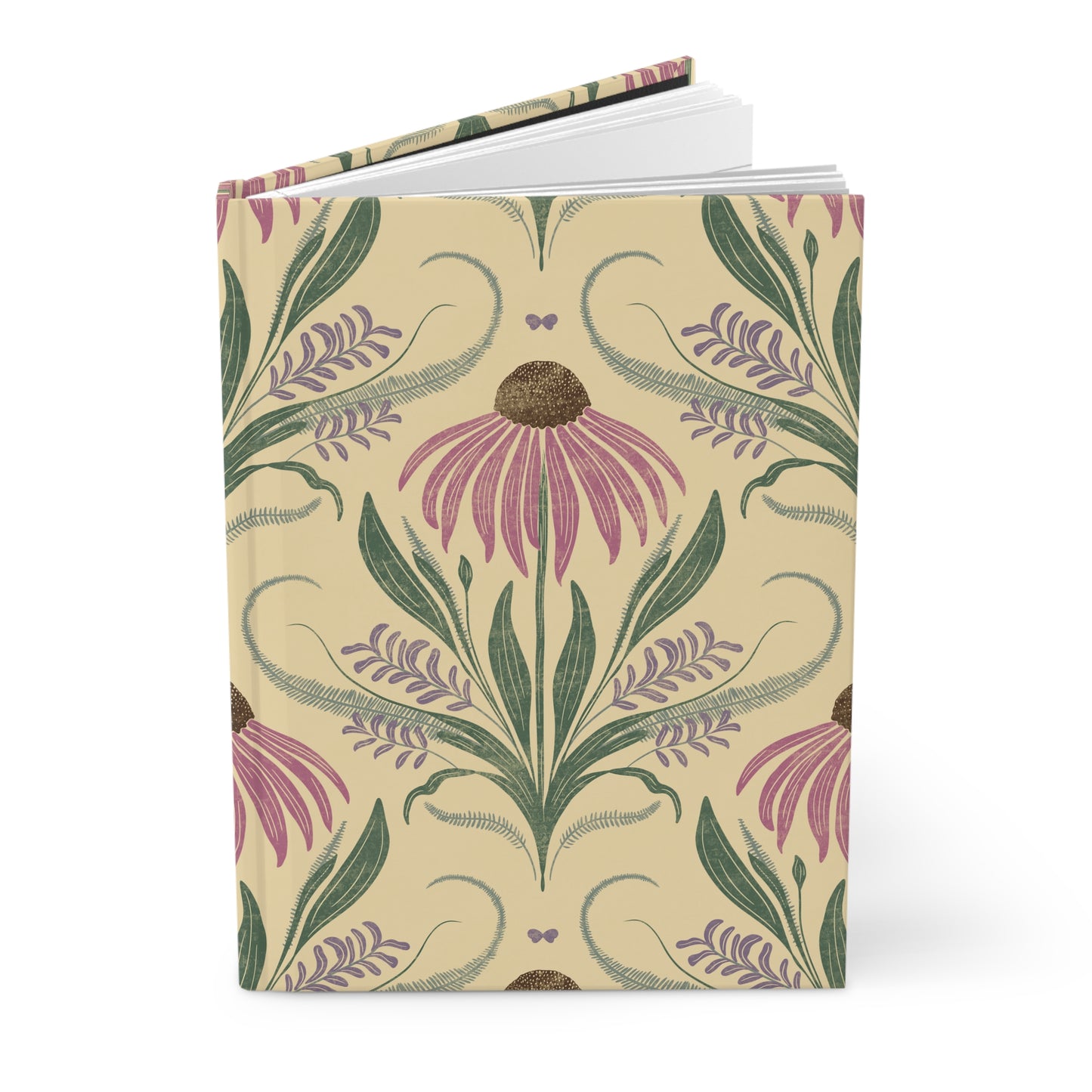 Notebook with floral design on a yellow background