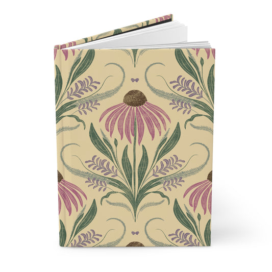 Notebook with floral design on a yellow background