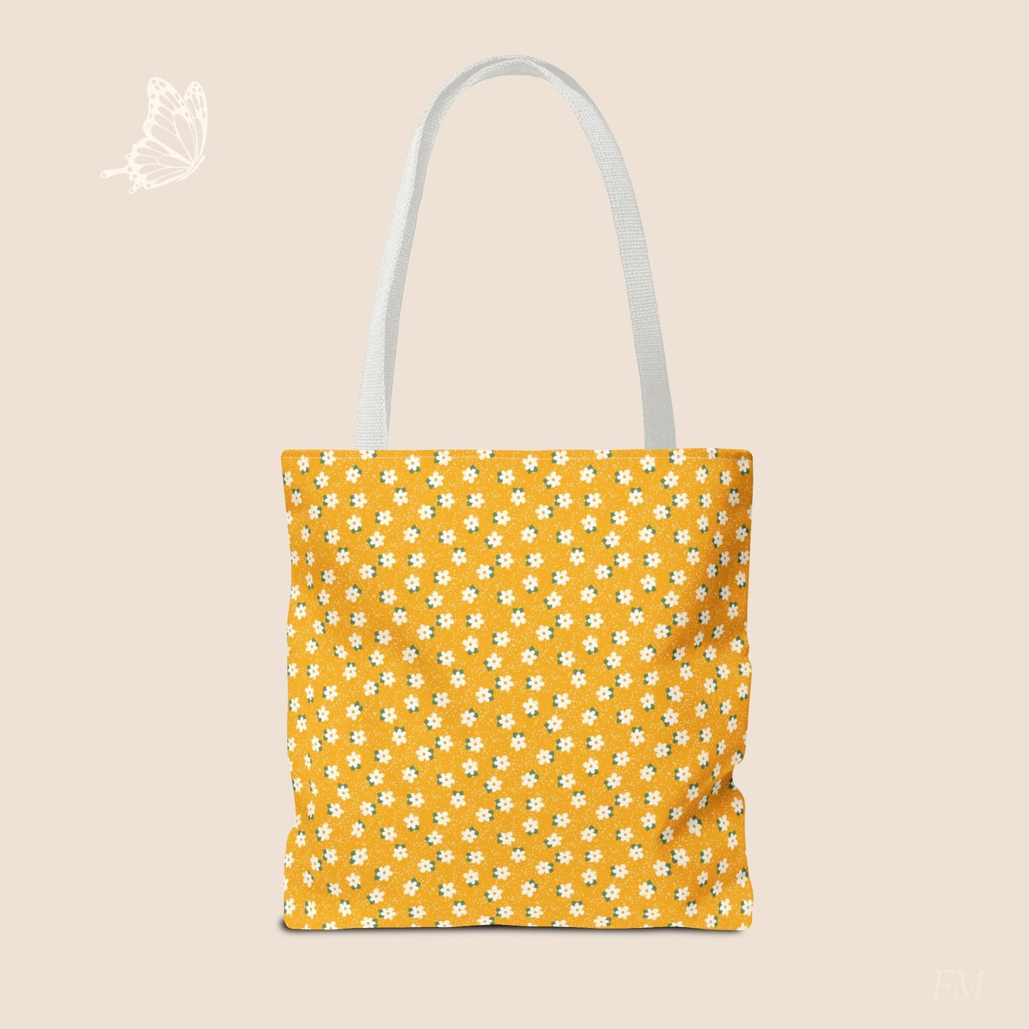 Sunny Days Floral Tote Bag with hand drawn artwork - Flourish Moon Studio