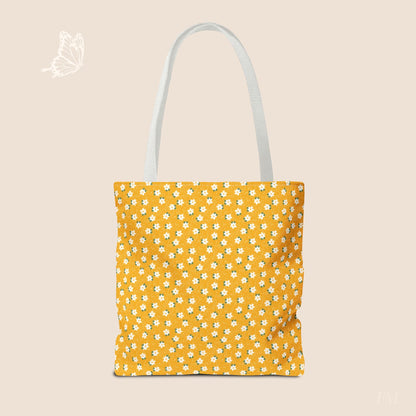 Sunny Days Floral Tote Bag with hand drawn artwork - Flourish Moon Studio