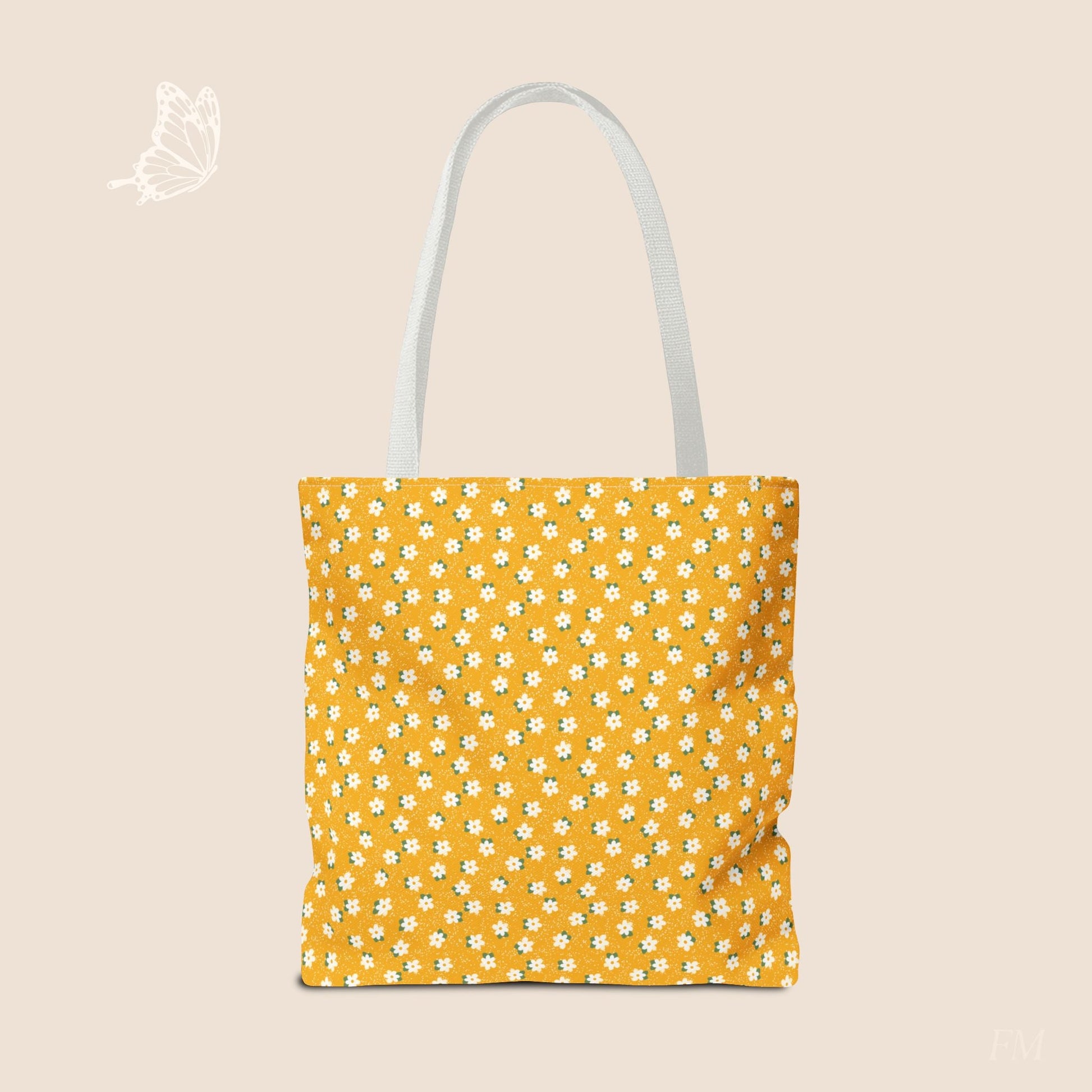 Sunny Days Floral Tote Bag with hand drawn artwork - Flourish Moon Studio