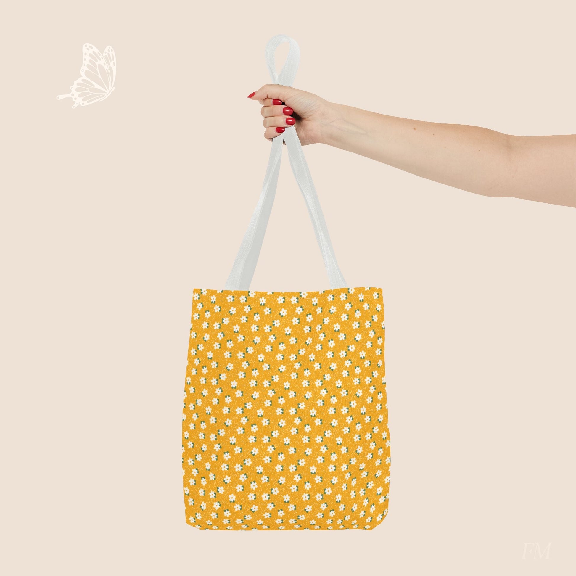 Sunny Days Floral Tote Bag with hand drawn artwork - Flourish Moon Studio