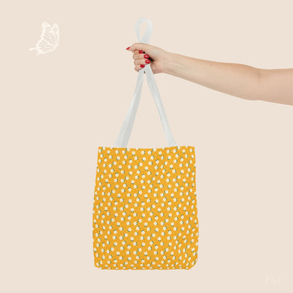 Sunny Days Floral Tote Bag with hand drawn artwork - Flourish Moon Studio