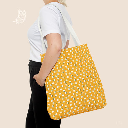 Sunny Days Floral Tote Bag with hand drawn artwork - Flourish Moon Studio